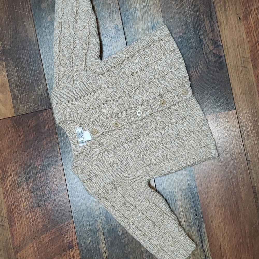 The Children's Place Cream Beige Knit Cardigan Sweater, Size 6-9 Months